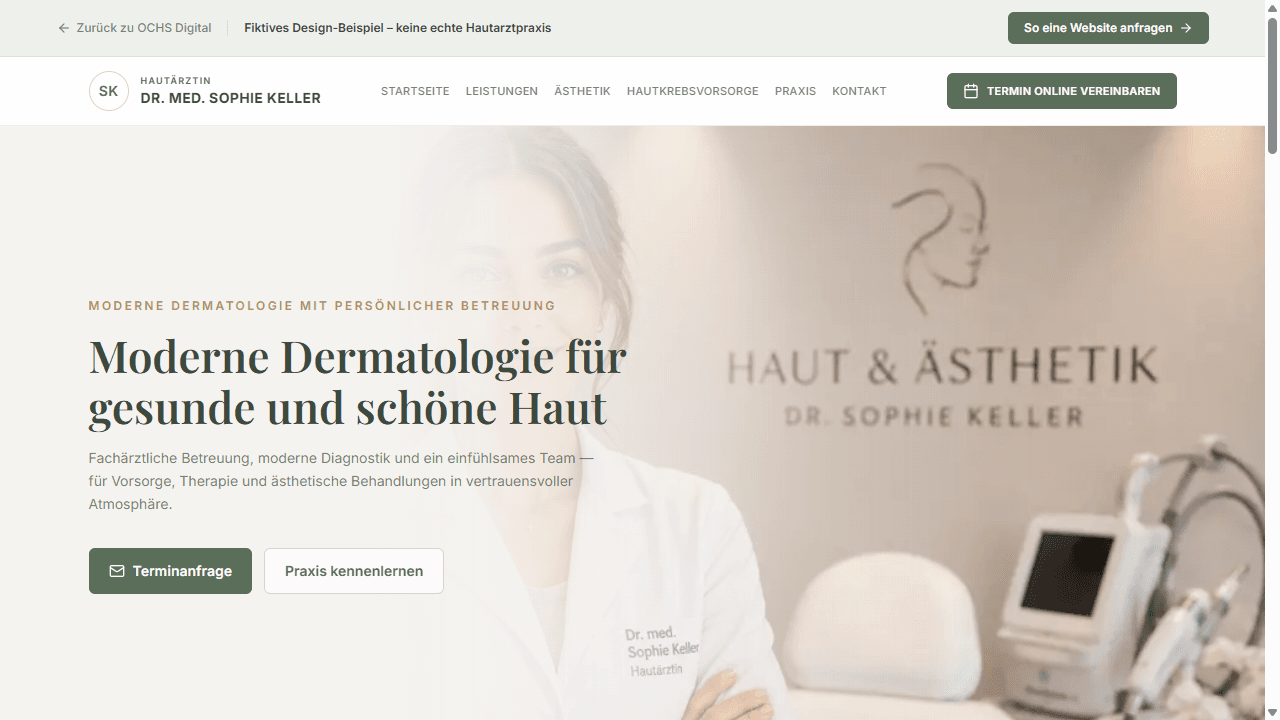 Design-Beispiel Hautärztin Dr. Sophie Keller