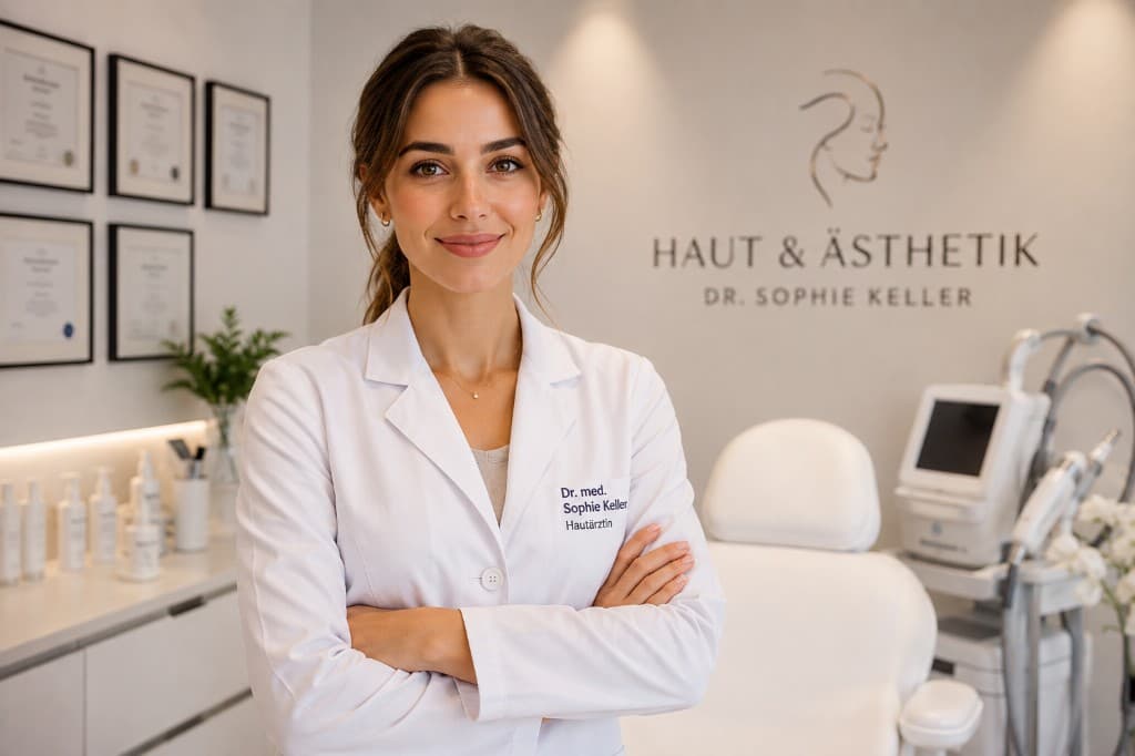 Fiktive Hautärztin in moderner dermatologischer Praxis – Webdesign-Beispiel
